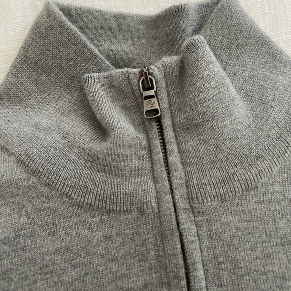 Ralph Lauren Purple Label 100% Merino Wool mens half zip mock neck sweater grey - Picture 2 of 7
